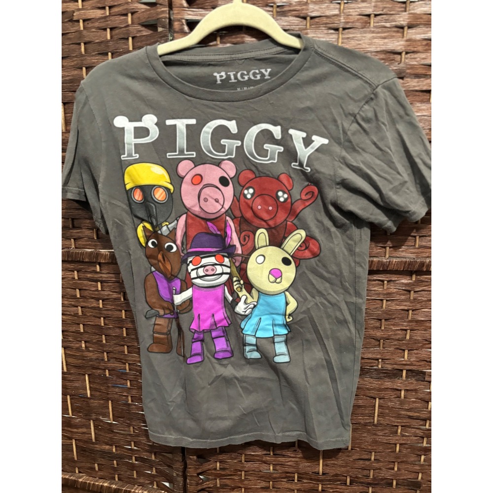 Piggy Roblox Gray Graphic T-Shirt Kids Size M/M‎